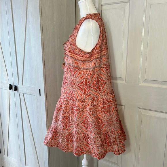 Sanctuary Coral/Grey Print Oversized Tiered Ruffled Sundress Sz S - Picture 5 of 16